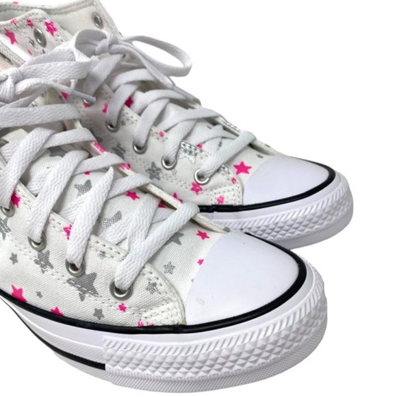 Converse Chuck Taylor Hi Sneakers White Pink Kid Women Size Canvas Shoes A05393F - Picture 5 of 10